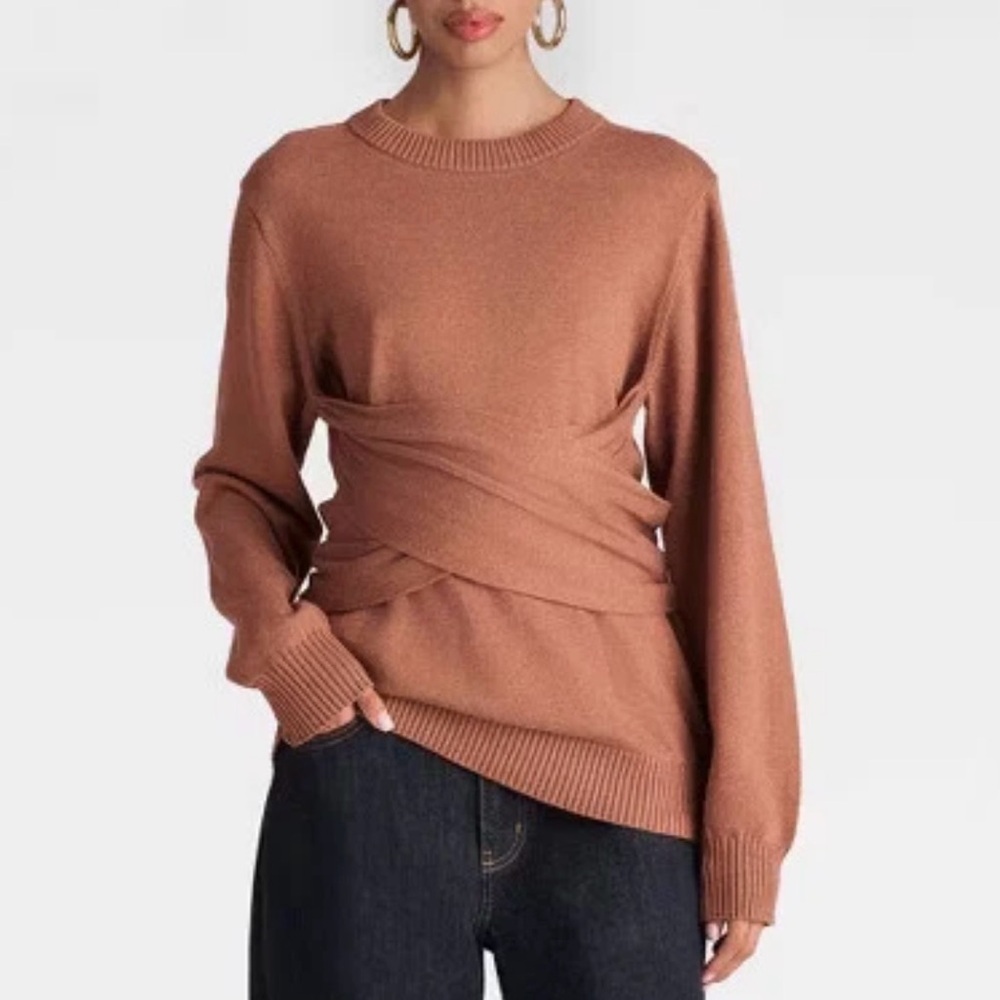 NWT KBB by Kahlana - The Crossover Sweater - Brown - Sz Large